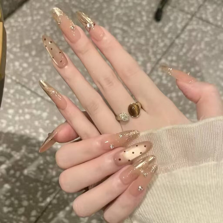 Elegant Rhinestone-Embellished Press-On Nail Art Set Kalsten