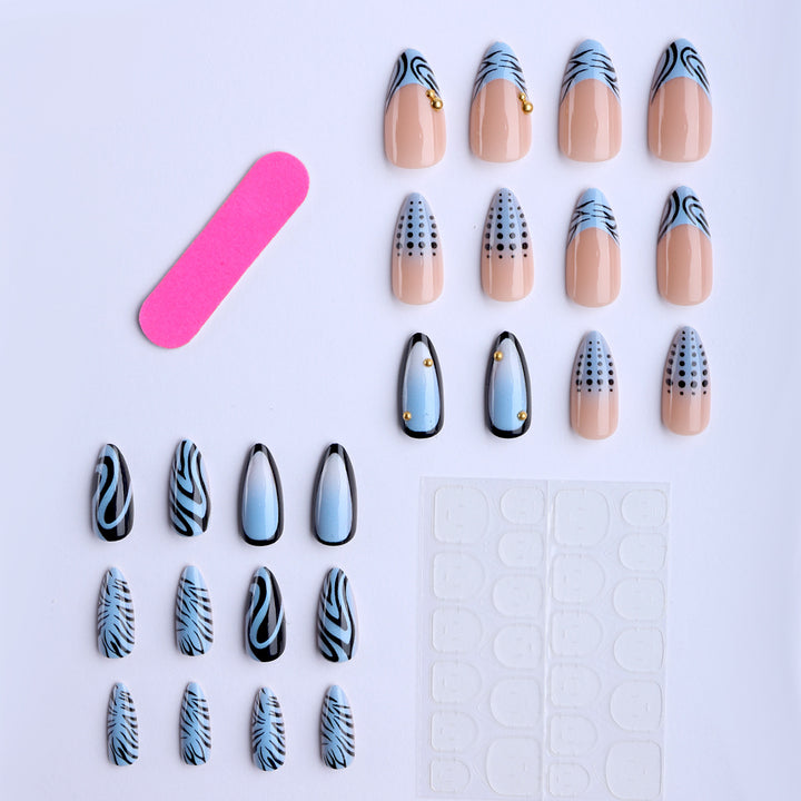 Artificial nails with modern animal design and glossy finish Kalsten