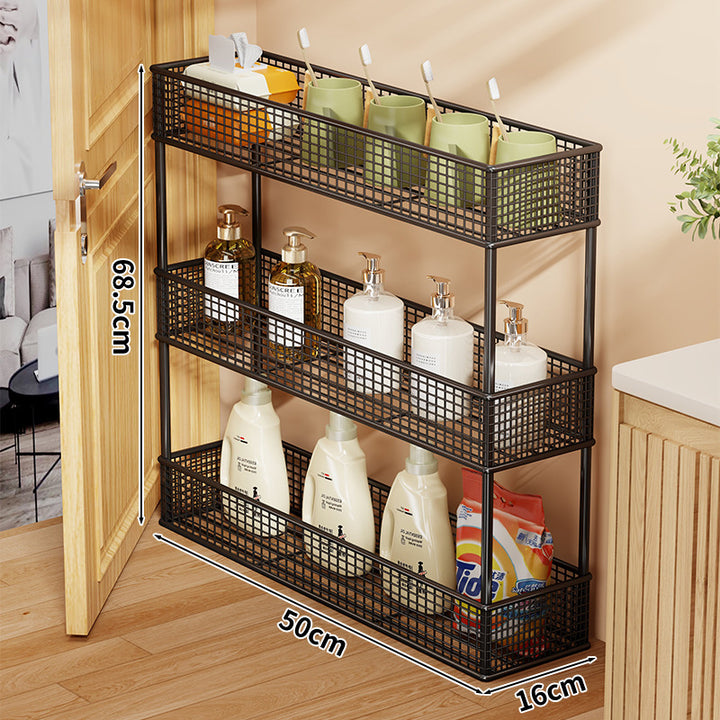 Slim Overdoor Three-Tier Wire Mesh Storage Organizer