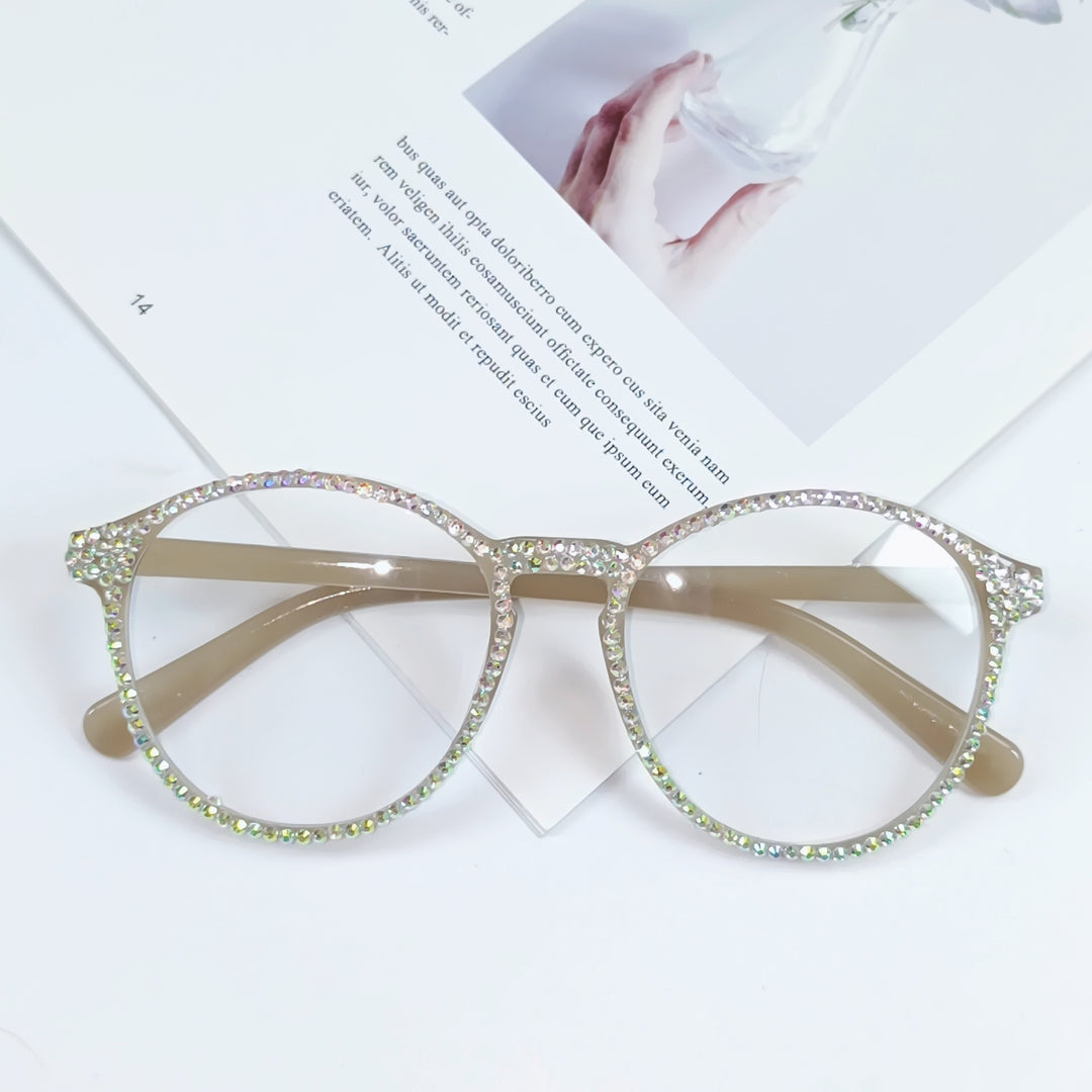 Women Stylish Cat Eye Glasses with Sparkling Rhinestone Trim Kalsten