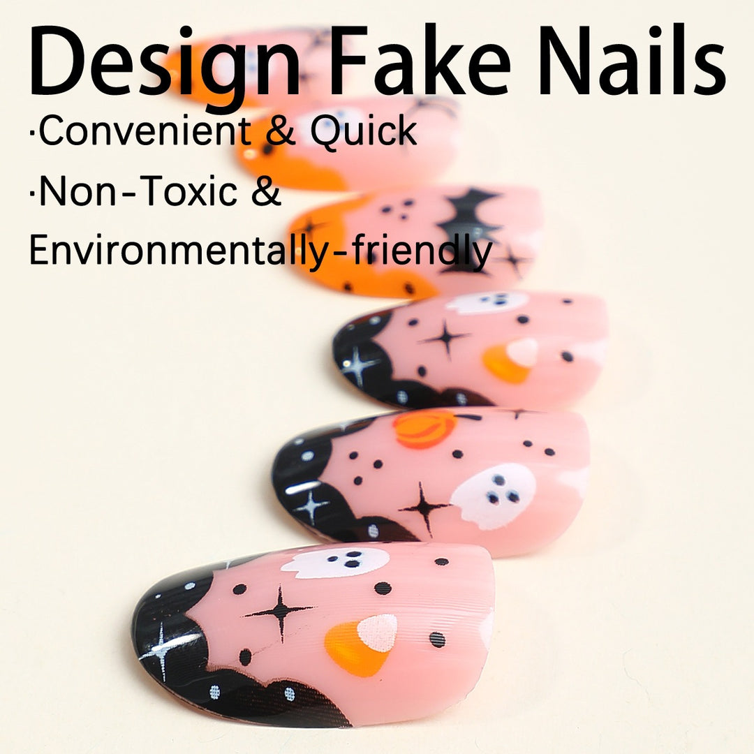 Artificial artificial nails with creepy Halloween designs Kalsten