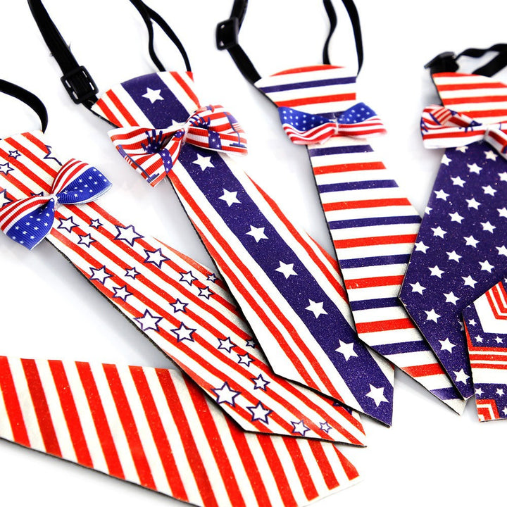 Unisex nan patriotic striped pet necktie with adjustable elastic collar Kalsten