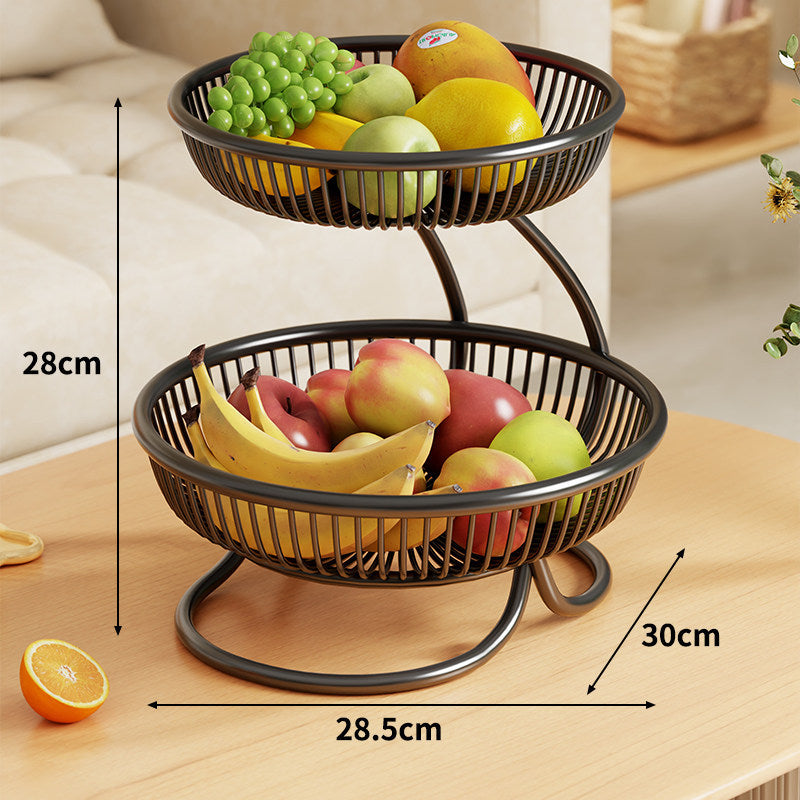 Tiered Metal Wire Fruit Bowl Stand Tabletop Organizer
