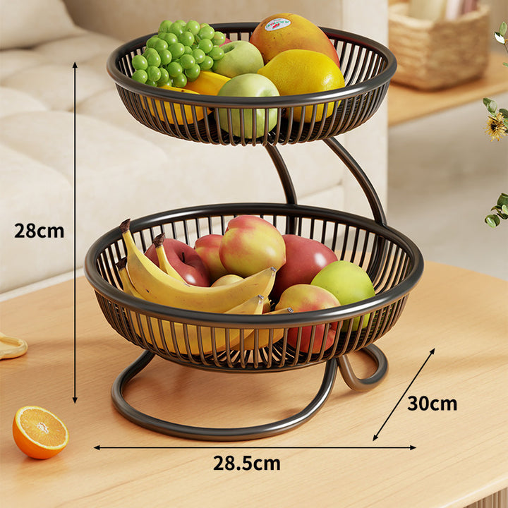 Tiered Metal Wire Fruit Bowl Stand Tabletop Organizer