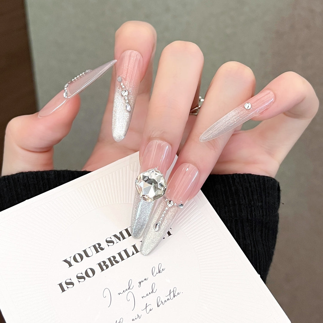 Decorative Press-On Nails with Gem Accents Kalsten