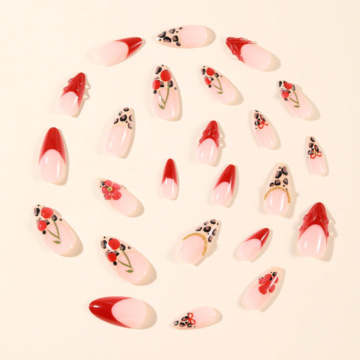 Artistic Leopard and Floral Stiletto Nail Art Extensions Kalsten