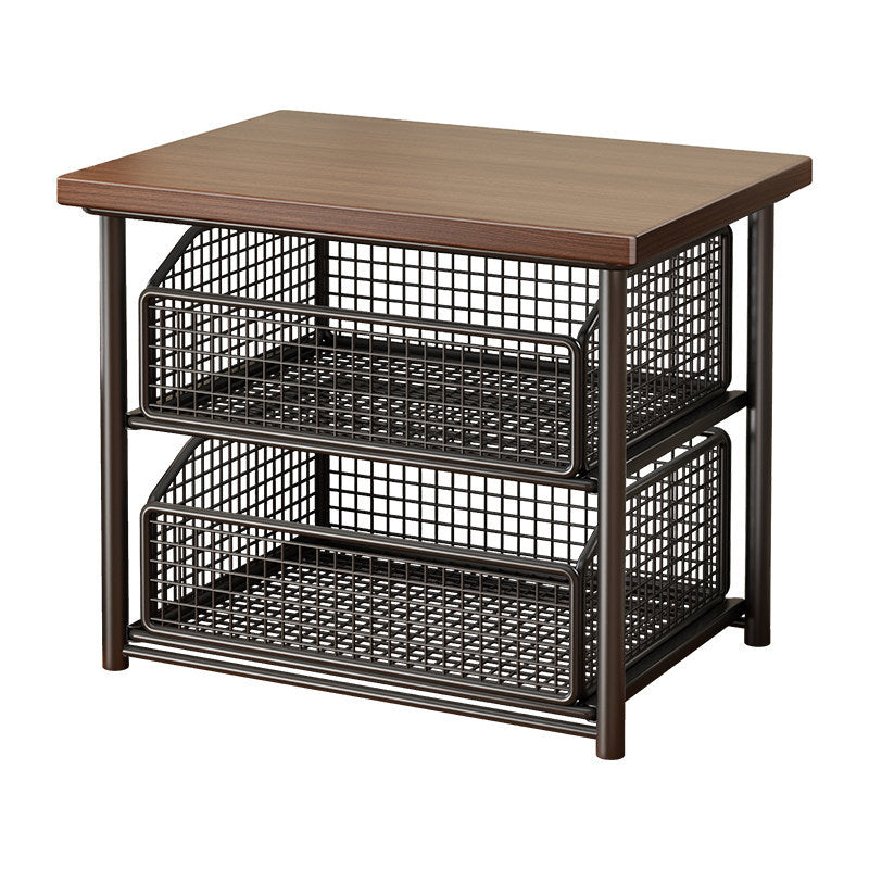Countertop Coffee Station Elevated Shelf with Slide-Out Mesh Basket