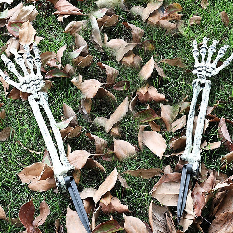 Movable skeleton hand earth spikes for Halloween garden decoration made of weatherproof plastic