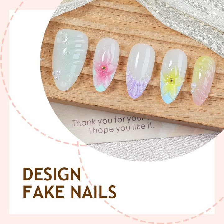 Nail set with colorful floral design and glitter accents Kalsten