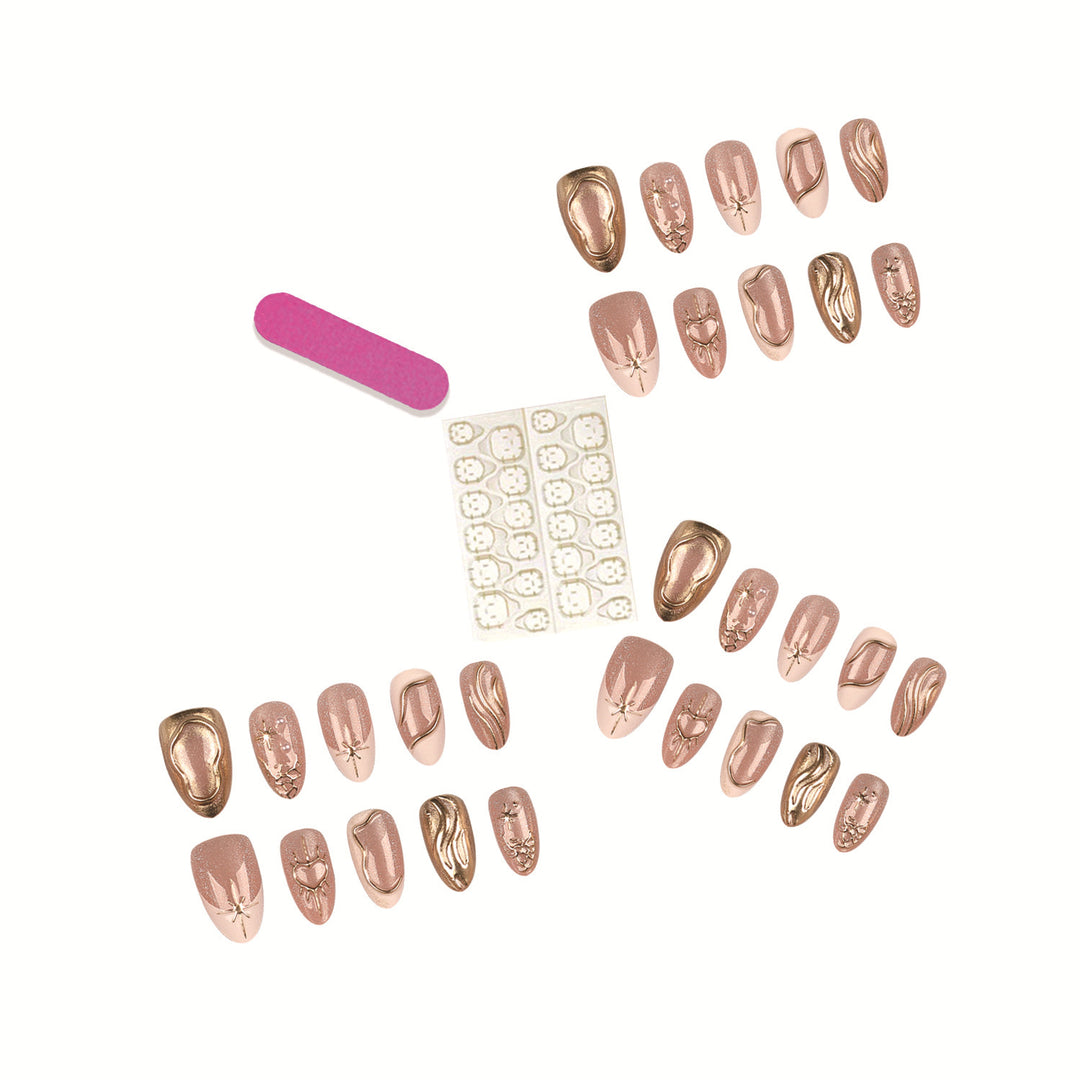 Artistic Gold-Accent Press-On Nail Set