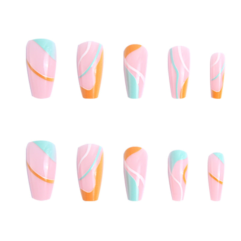 Stylish artificial nails with colorful wave pattern Kalsten