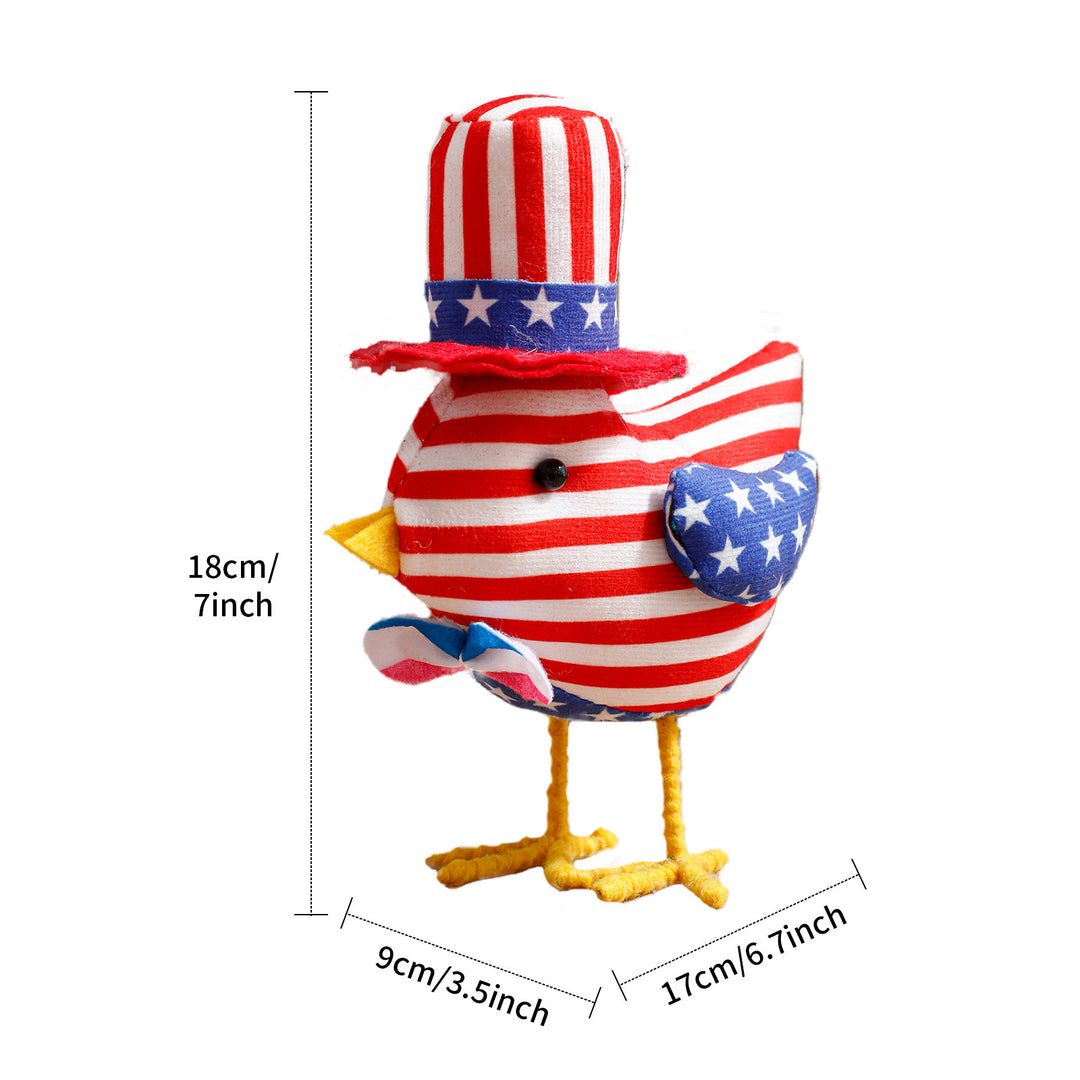 Unisex standing fabric figure rooster with padded stuffing and star stripe pattern Kalsten
