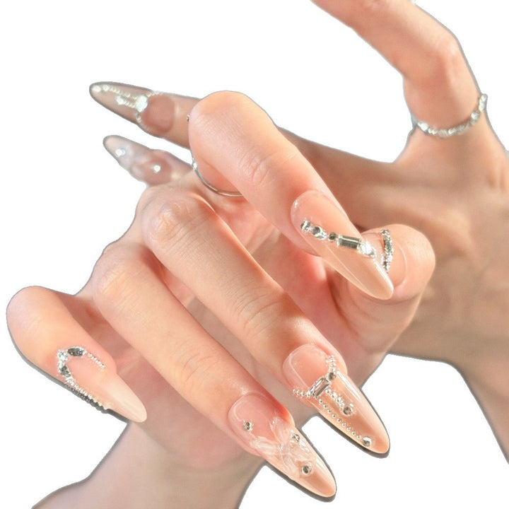 Elegant Stiletto Press-On Nail Art Set with Crystal Accents Kalsten