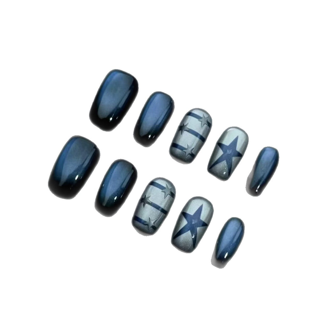 Elegant Press-On Nail Art Set with Starry Designs Kalsten