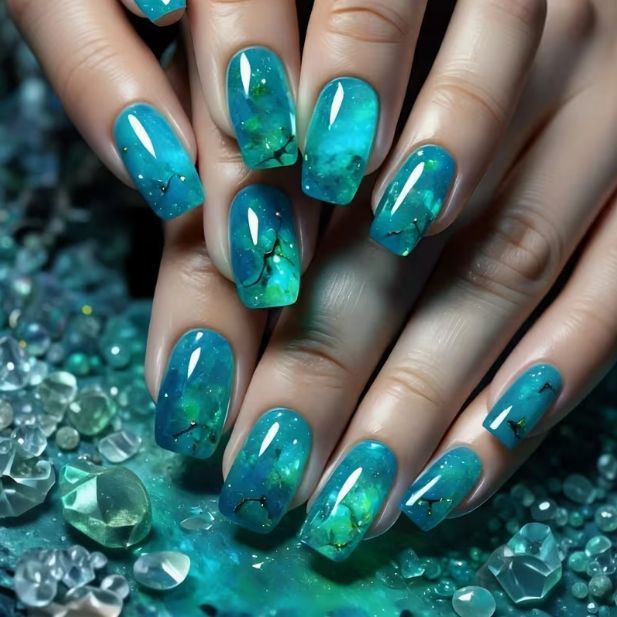 Artistic Ocean-Inspired Nail Art Kalsten