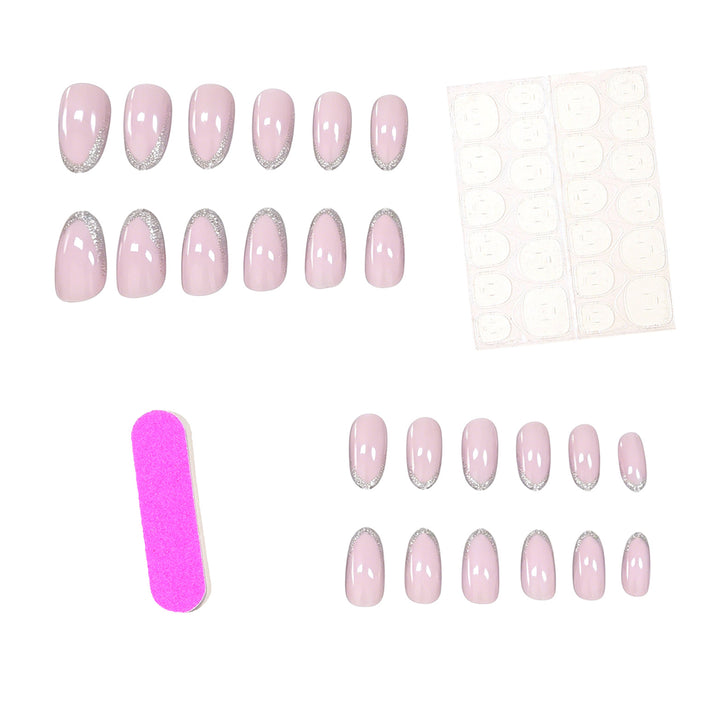 Elegant Glitter-Trimmed Gel Nail Enhancements Kalsten