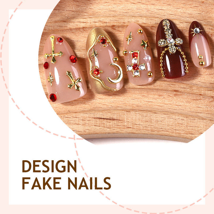 Decorative artificial nail set with elegant embellishments Kalsten