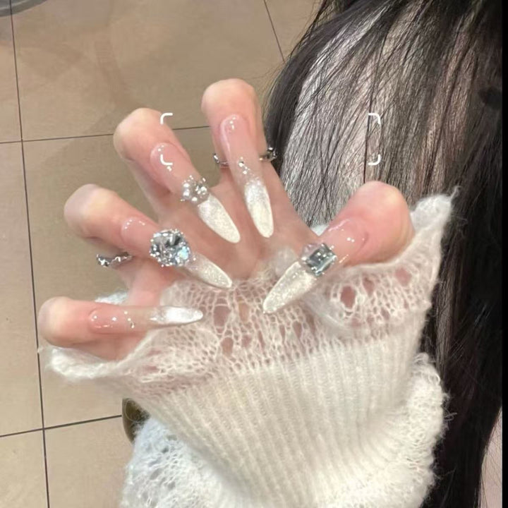 Glamorous Crystal-Embellished Press-On Nails Kalsten