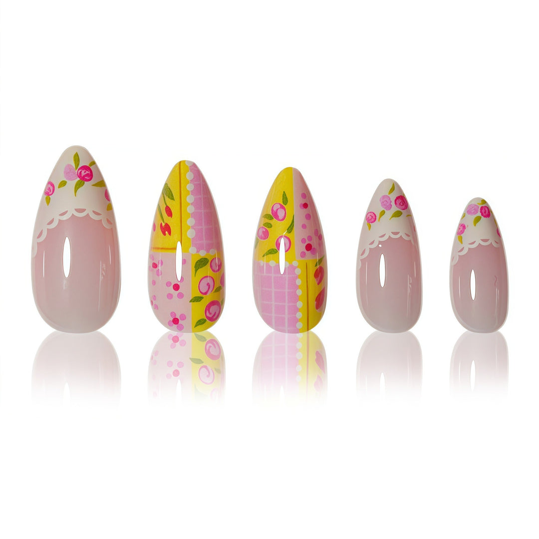 Decorative Floral Press-On Nail Art Kalsten