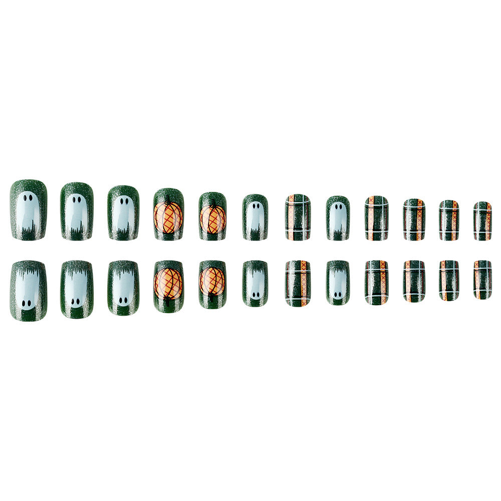 Pumpkin-Themed Press-On Nail Art Set Kalsten