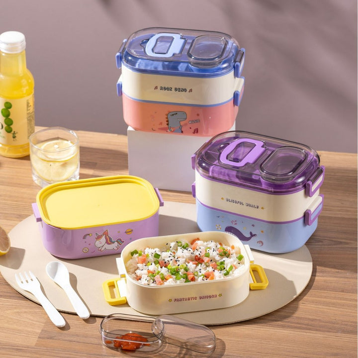 Cartoon-Themed Multi-Compartment Lunch Box