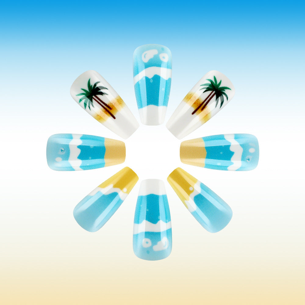 Tropical Beach-Themed Press-On Nail Set Kalsten