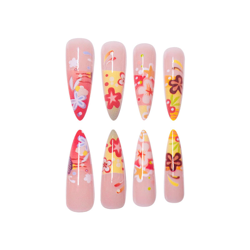 Artistic Floral Stiletto Press-On Nails Kalsten