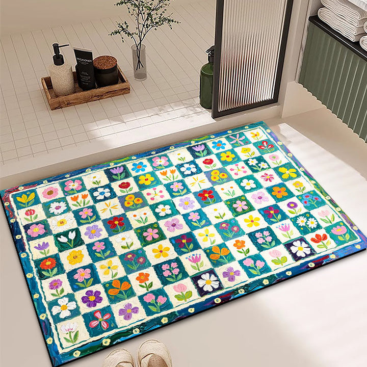 Vibrant Floral Pattern Bath Mat