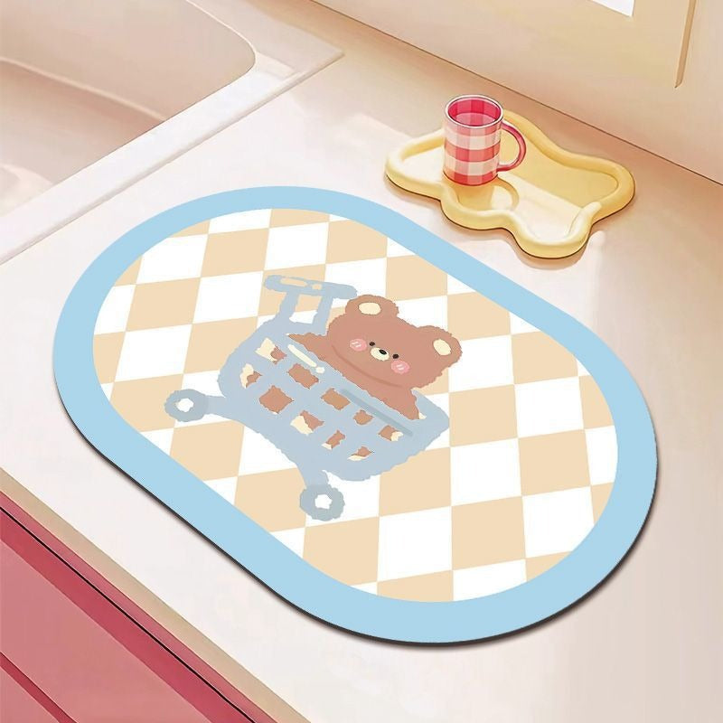 Cartoon Bear-Themed Kitchen Mat