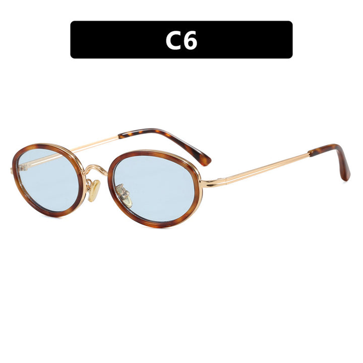 Ladies elegant round sunglasses with stylish metal frame Kalsten