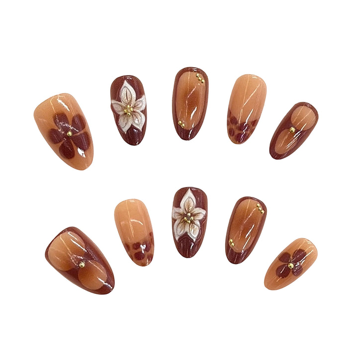 Artistic Floral Accent Press-On Nails Kalsten