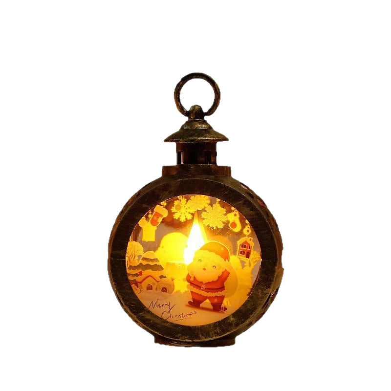 Christmas lantern with LED flame and festive design