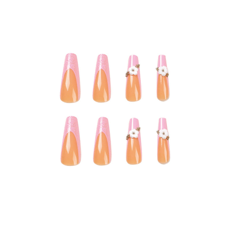 Glittering nail extensions with floral design Kalsten