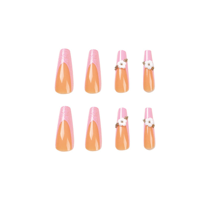 Glittering nail extensions with floral design Kalsten