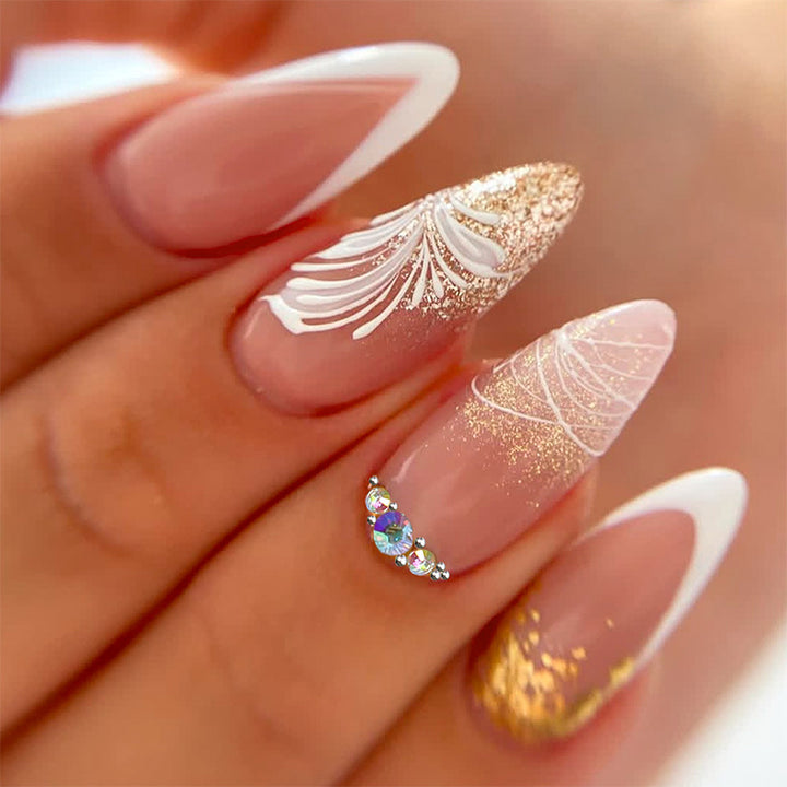 Artificial nail set with glamorous floral and glitter decorations Kalsten