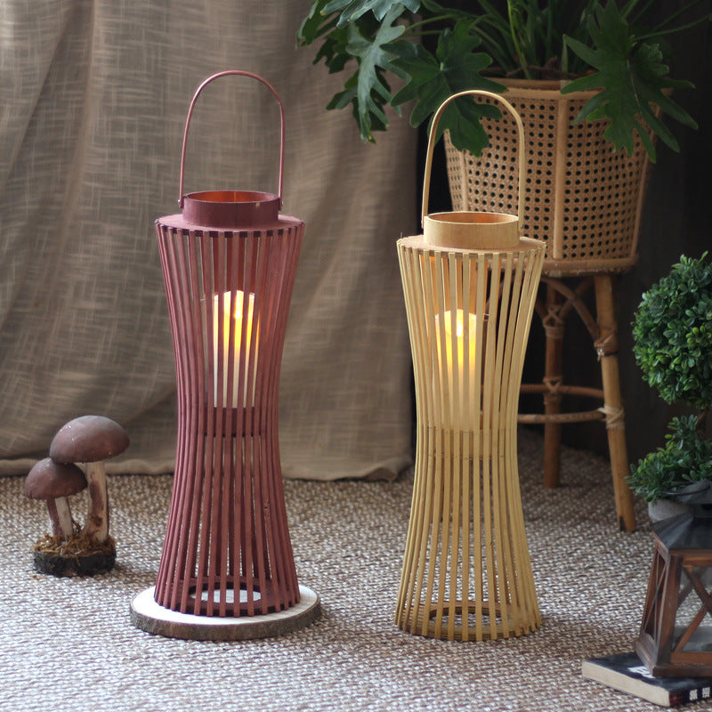 Elegant lantern made of woven wood Kalsten