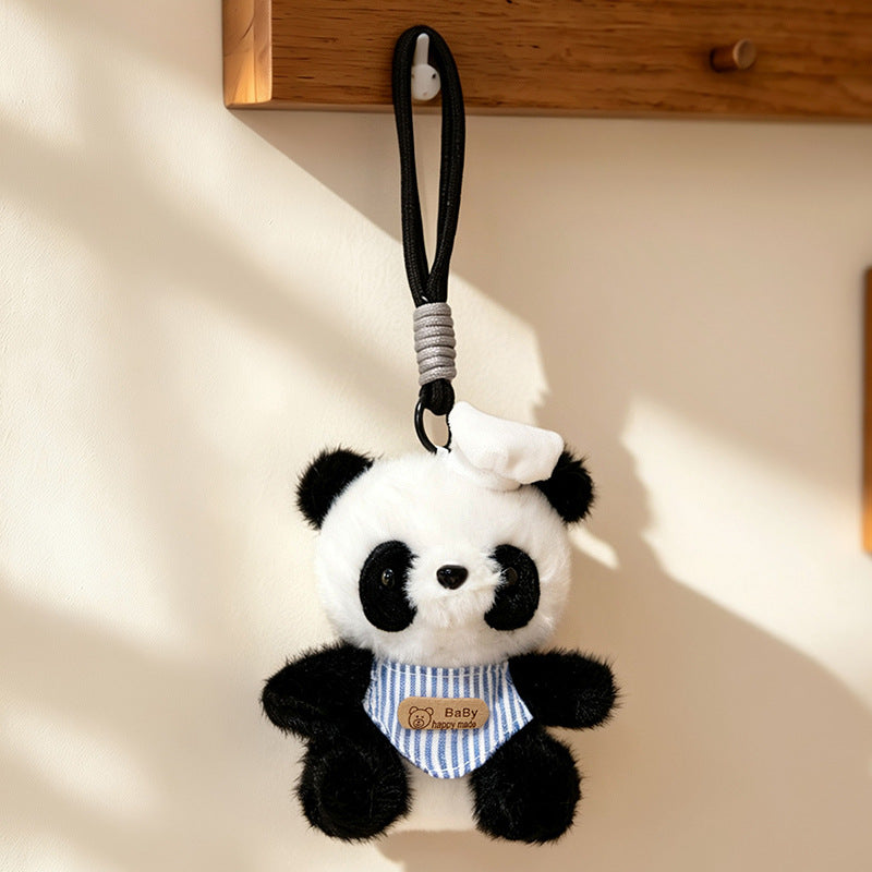 Plush Calico Cat Strawberry Mini Bag Charm Keychain with Soft Rope Loop & Metal Clip Kalsten