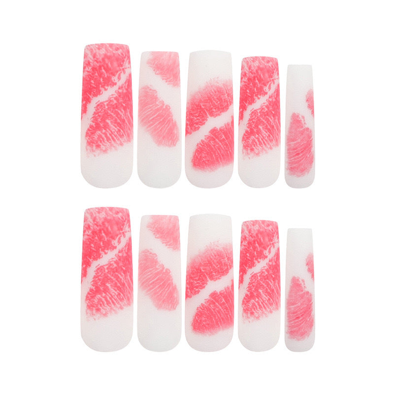 Artificial nail set with romantic lip motif Kalsten