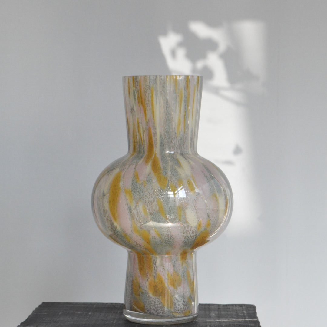 Handblown Marbled Double-Bulb Decorative Glass Vase Kalsten