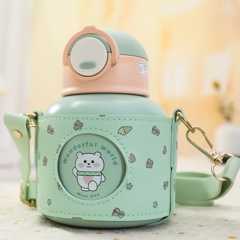 Women’s insulated drinking bottle with playful animal design and practical carrying bag Kalsten