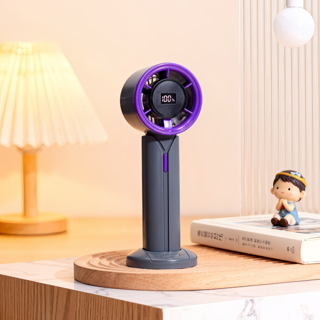 Ladies Portable Hand Fan with LCD Digital Display and USB Charging Function Kalsten