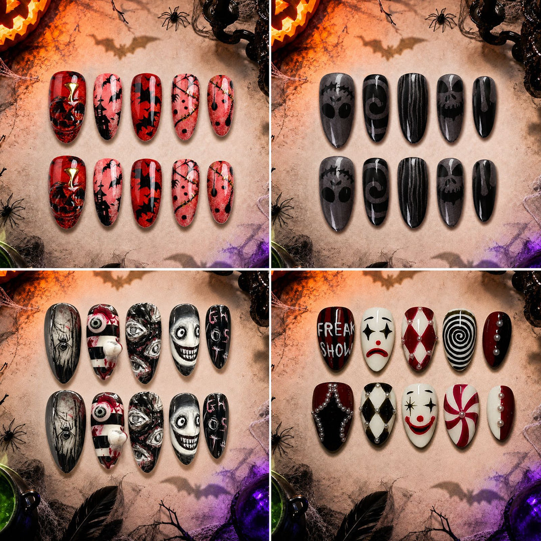Acrylic nail set with creative Halloween motifs Kalsten