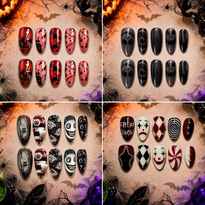 Acrylic nail set with creative Halloween motifs Kalsten