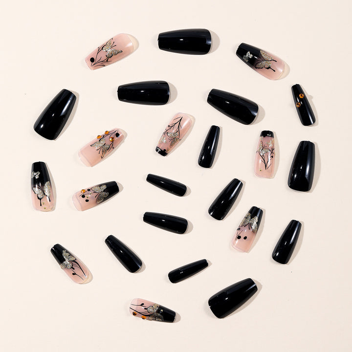Elegant Butterfly-Themed 3D Nail Art Extensions Kalsten