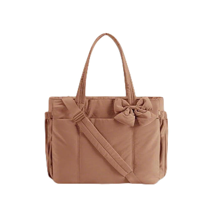 Multifunctional tote bag with detachable shoulder straps and decorative bow Kalsten