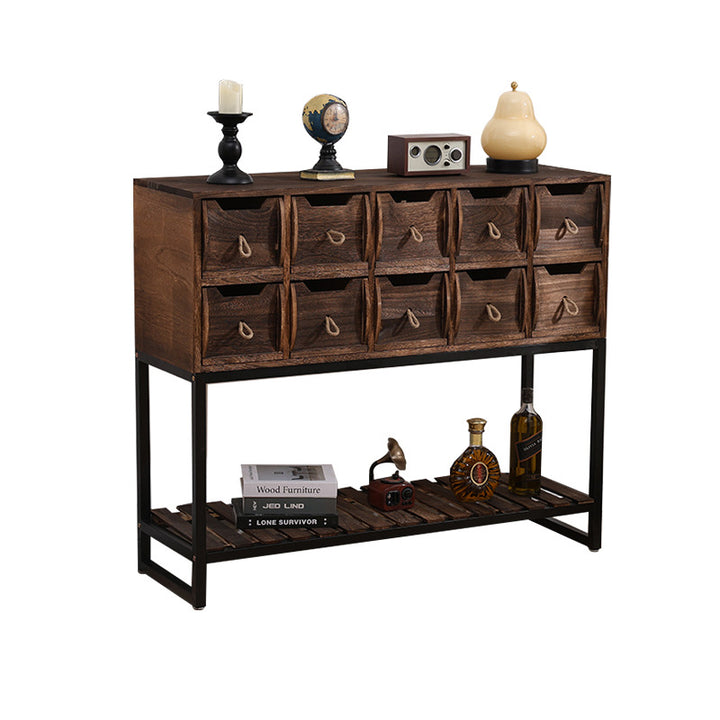 Rustic Wooden Console Table with Storage Kalsten