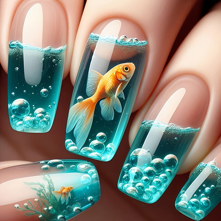 Artificial nails with Lively Water World motif Kalsten