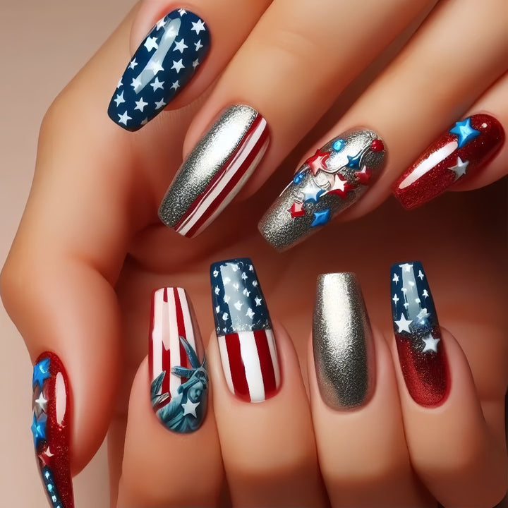 Creative Nail Art with Patriotic Design Kalsten