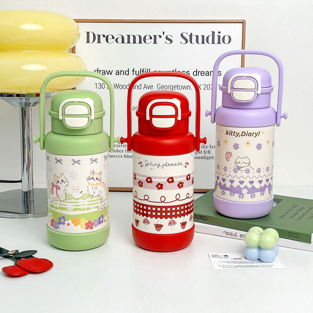 Women Insulated Drinking Bottle with Practical Carry Handle and Cute Design Kalsten