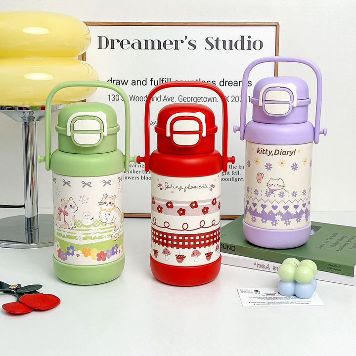 Women Insulated Drinking Bottle with Practical Carry Handle and Cute Design Kalsten